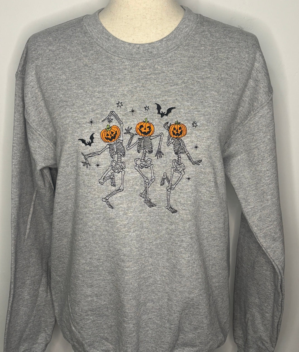 Embroidered Skeleton Crew Neck Sweatshirt