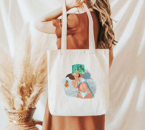 ACOMAF Beach Girl Summer Canvas Tote Bag