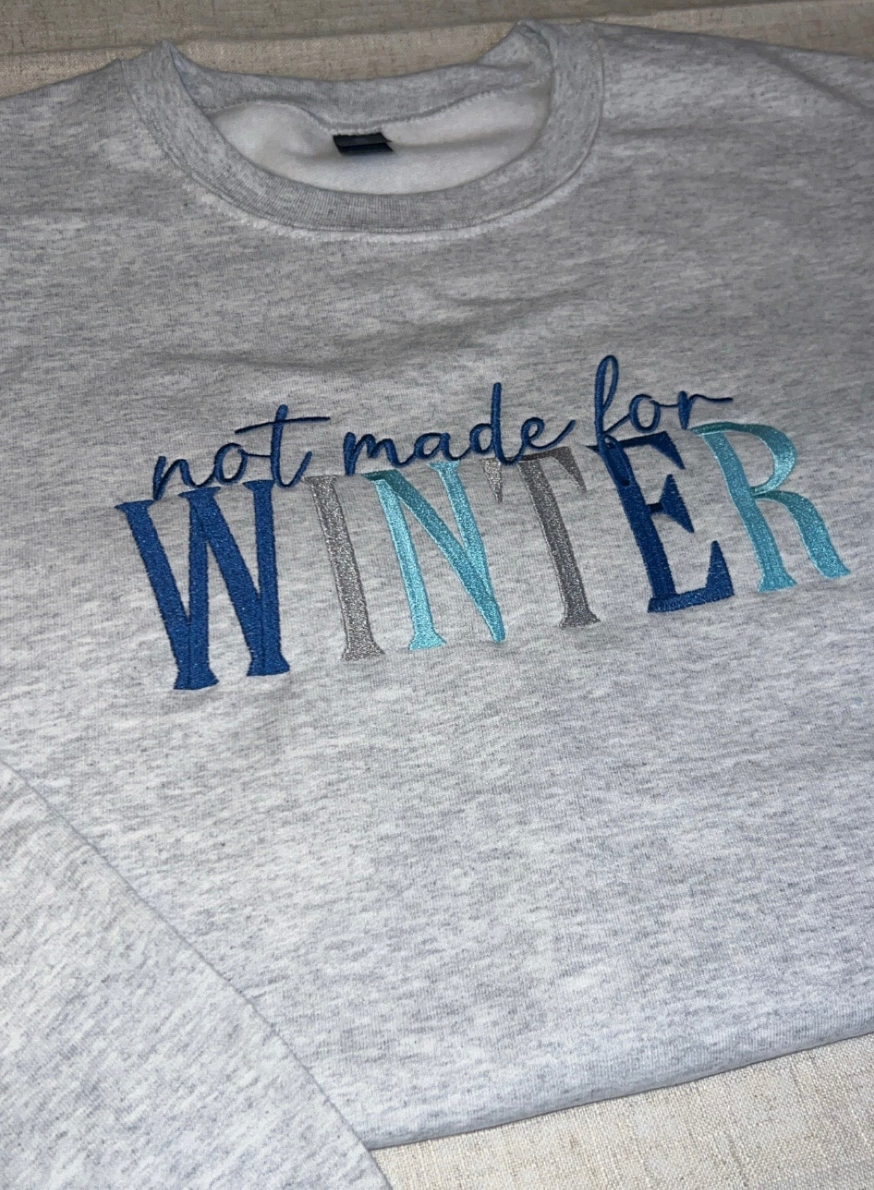 Not Made For Winter Embroidered Crew Neck Sweatshirt