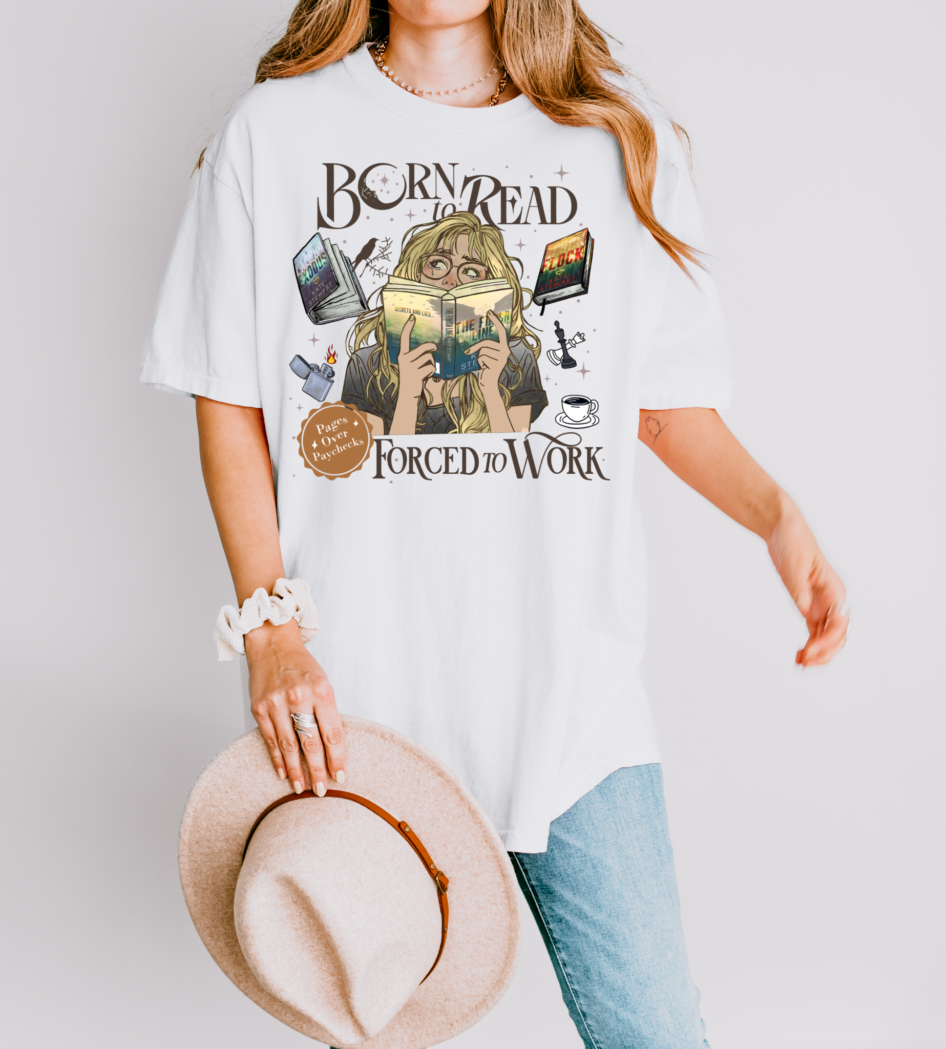Born to Read Forced to Work - Ravenhood Series - Comfort Colors Bookish Tshirt