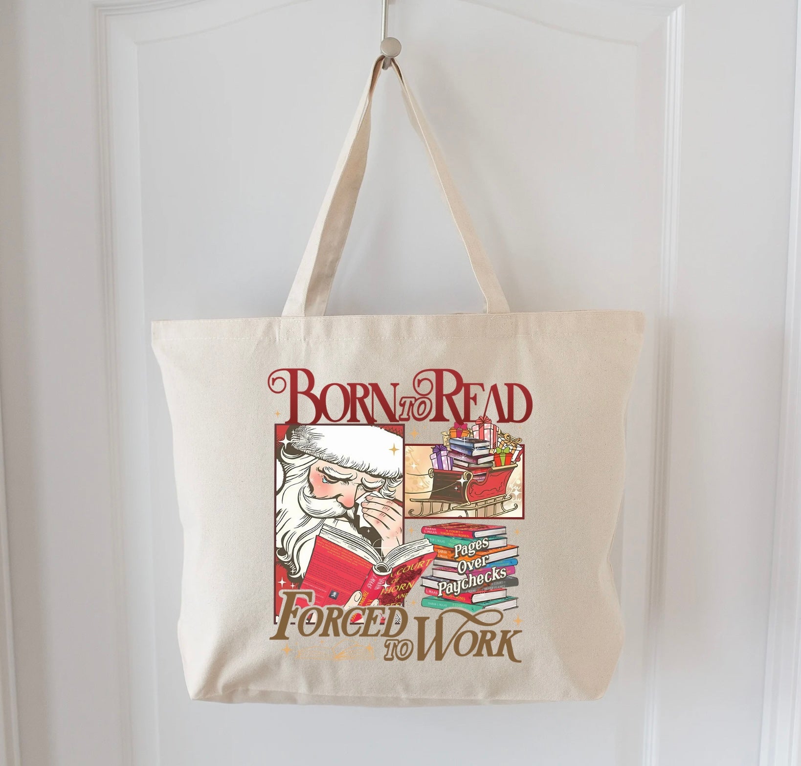 Born to Read Santa Tote Bag
