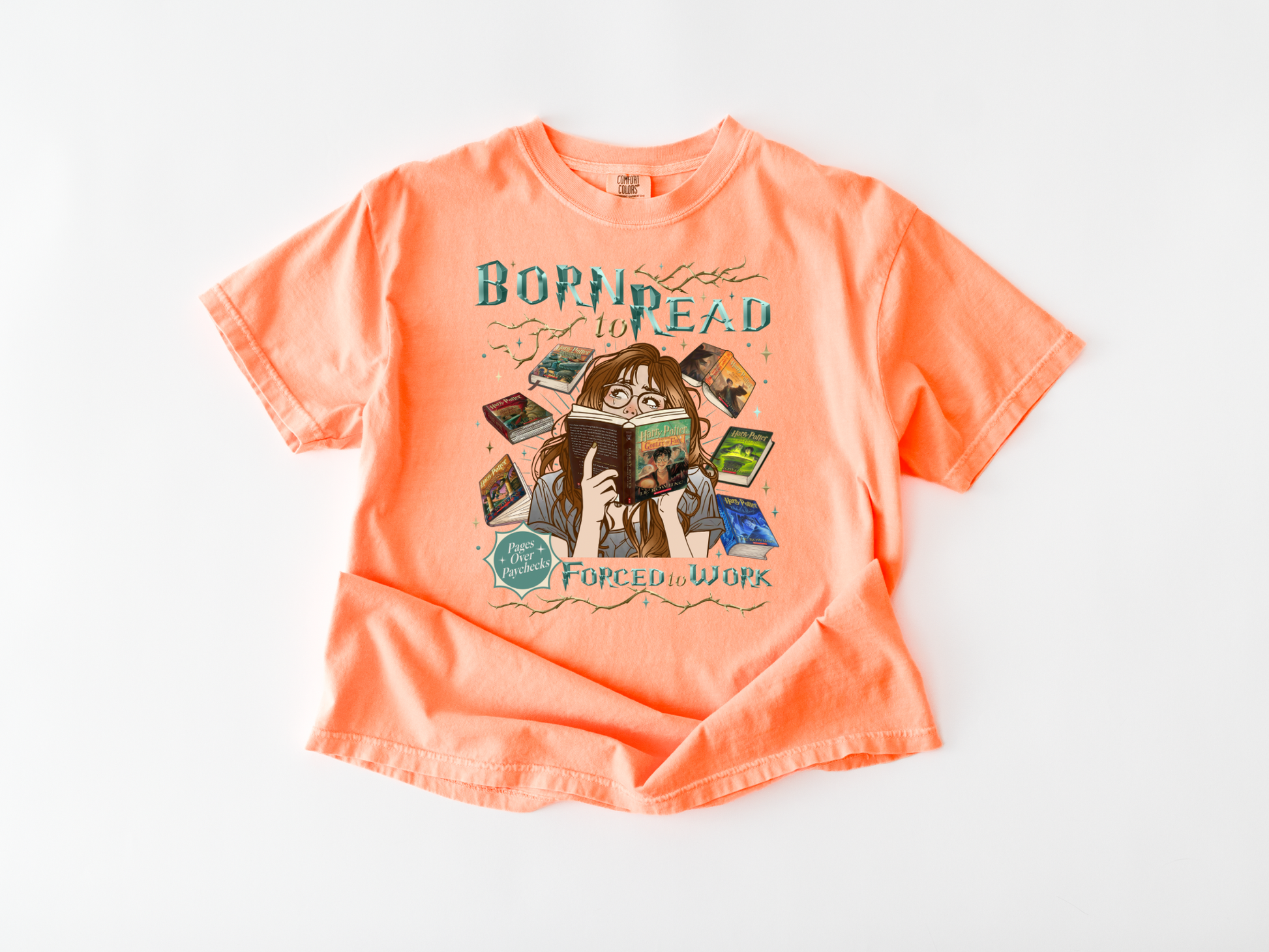 Born to Read Forced to Work - Harry Potter - Comfort Colors Bookish Tshirt