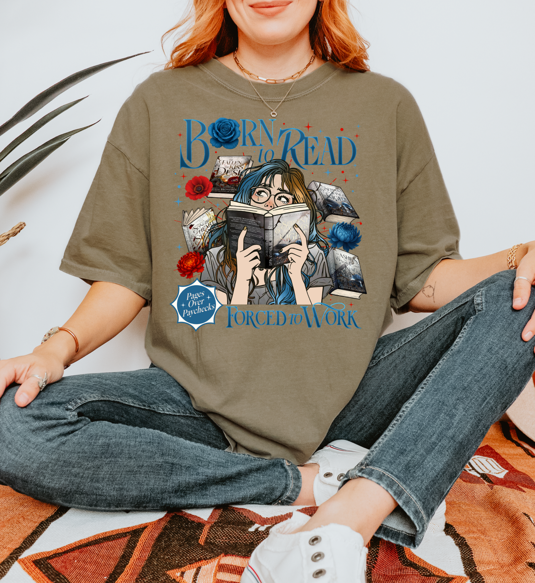 Born to Read Forced to Work - Serpent & The Wings of Night - Comfort Colors Bookish Tshirt