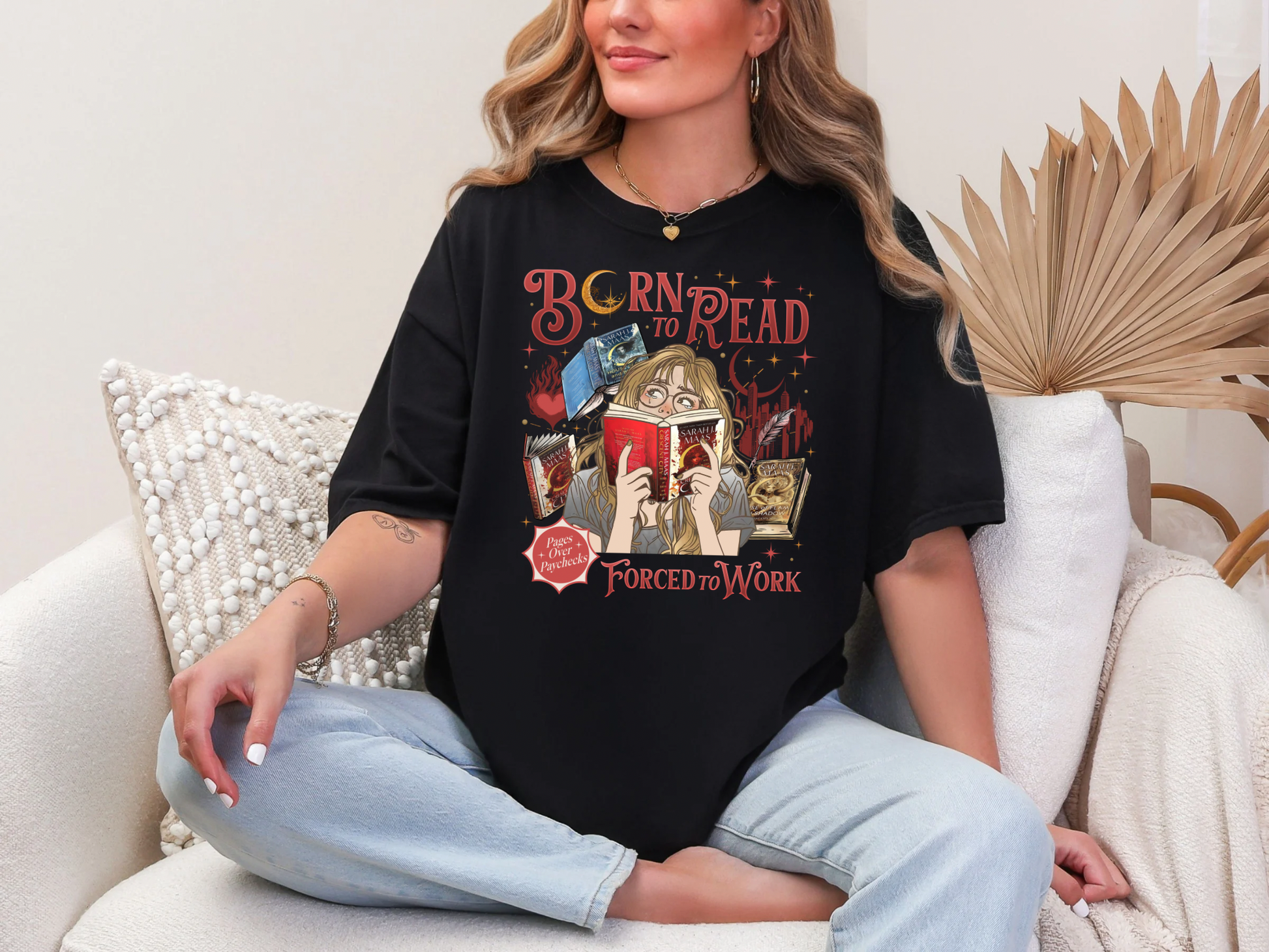 Born to Read Forced to Work - Crescent City - Comfort Colors Bookish Tshirt