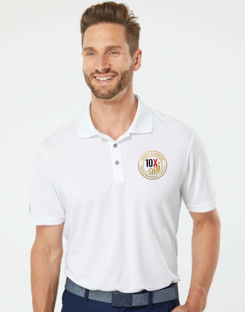 Men’s White 10X Embroidered Adidas Polo
